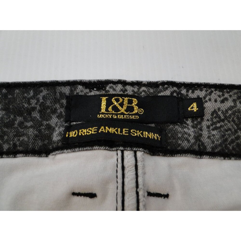 Lucky & Blessed Womens Jean Ankle Skinny Fringe Hem Gray & Black Size 4 - Picture 7 of 11